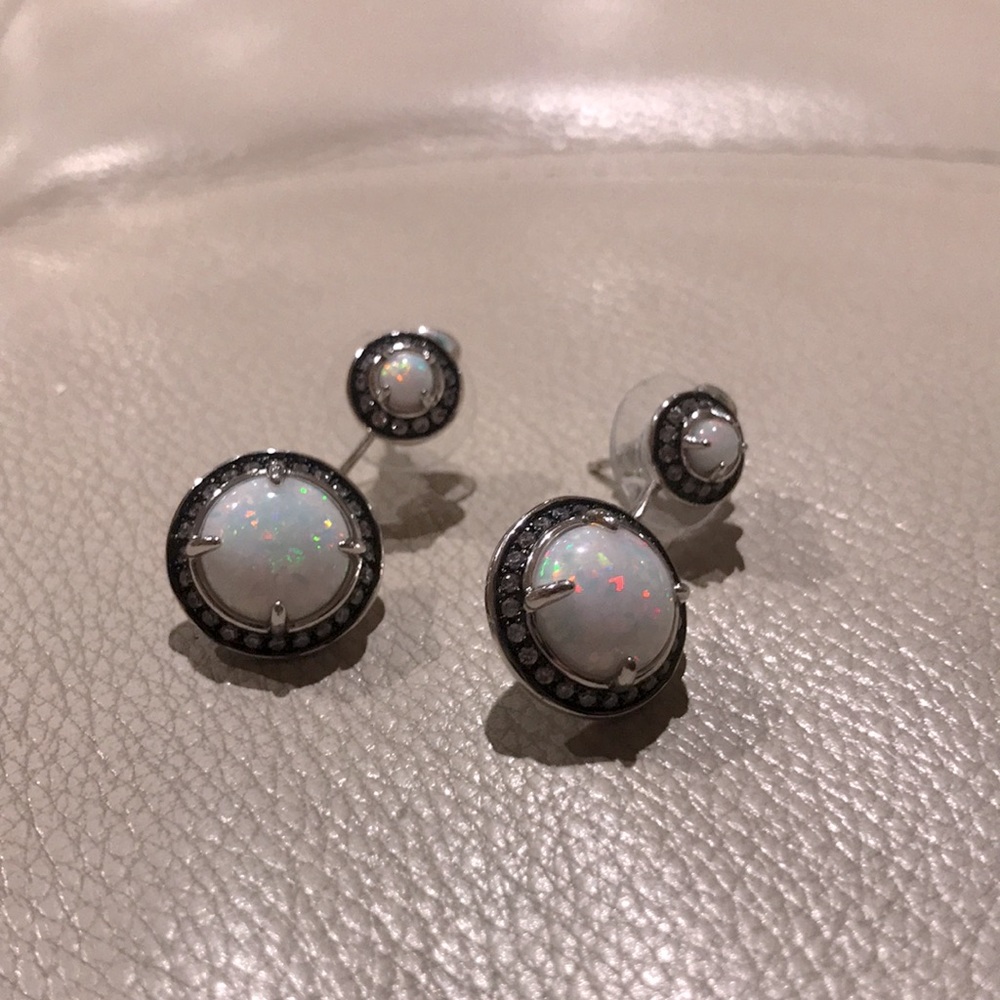 Kendra Scott Opal and Silver Drop Earrings